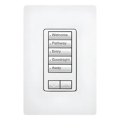Teclado de Pared / 5 Botones Programables / Subir/Bajar / Retroiluminado / 120 V / RadioRA 2