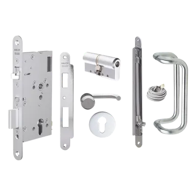 Kit de Cerradura Motorizada / Perfil Europeo / Puerta Sólida / Apertura por Control de Acceso / Emergencia por Manija Interior