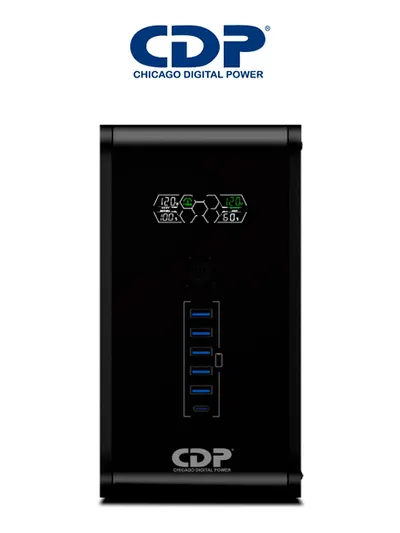 CDP R-Smart1510 - UPS de 1500VA / 900W con pantalla LCD, 10 terminales de salida: 5 con respaldo y AVR, y 5 con supresión de picos.