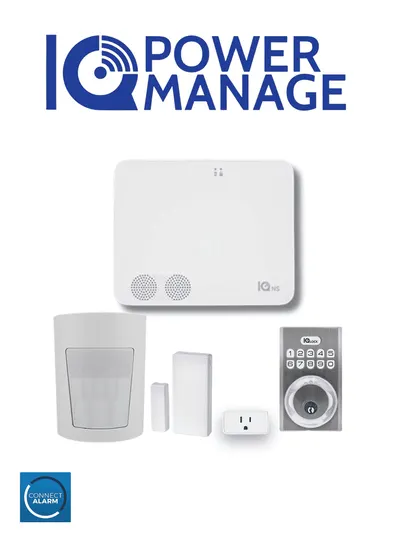 IQ4 NS POWER MANAGE Automation KIT - Paquete que contiene Sistema IQ 4 NS POWER MANAGE, 1 sensor PIR inalámbrico PGP9914, 1 sensor magnético inalámbrico PG9303, 1 enchufe inteligente y una cerradura PowerG