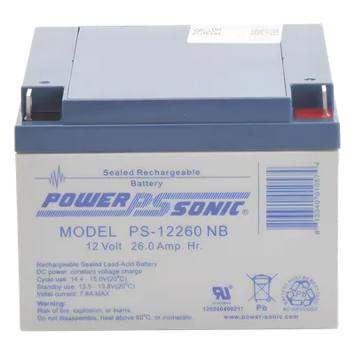 Batería de Respaldo AGM/VRLA / 12V 26Ah / Terminales NB / Vida Útil 5 Años / Certificación UL