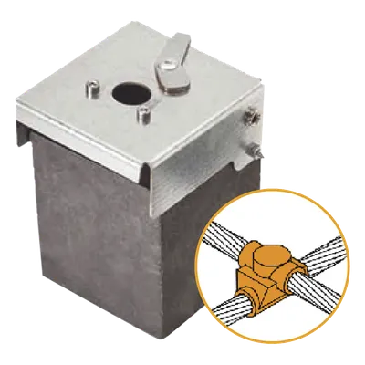 Molde de Grafito Horizontal Unión en Cruz / Cable 4/0 AWG (120 mm²) / 50 Soldaduras / Acero Electrogalvanizado / Normativa UNE 21186