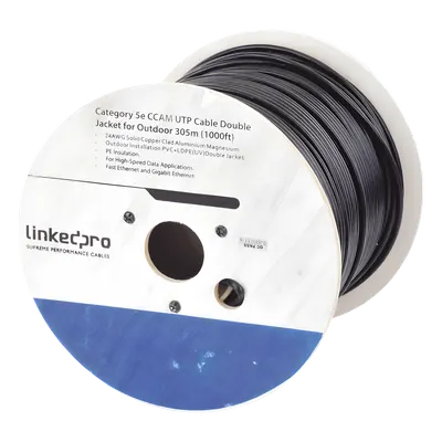 Cable UTP Cat6 / 305 m (1000 ft) / 23 AWG / CCA / Doble Forro PVC+LDPE / 250 MHz / Uso Intemperie / Sin Blindaje