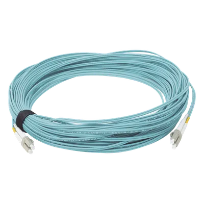 Jumper de Fibra Óptica / OM3 50/125 / LC-LC Duplex / OFNR / 30 m (98.43 pies) / Aqua