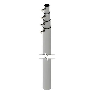 Mástil Telescópico / 12 m (39.4 ft) / 4 Secciones / Carga 6 kg / Diámetro Antena 25 cm / Calibre 20 Galvanizado