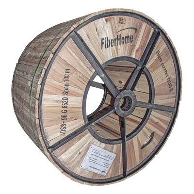 Cable Fibra Óptica Aérea ADSS / Monomodo G.652D / 96 Hilos / Span 200 m (656.2 ft) / Tracción 4500N / Cubierta HDPE Exterior