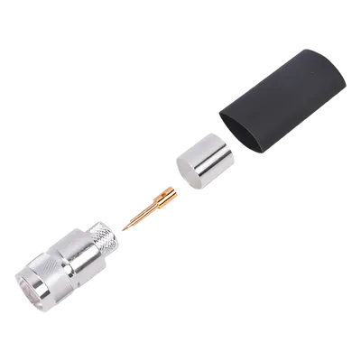 Conector N Macho / Anillo Plegable / Bronce Plateado / Contacto Oro / Teflón / LP-600 LMR-600 CNT-600