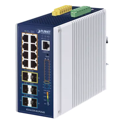 Switch industrial PLANET IGS-6329-8UP2S4X con PoE++ y puertos 10G