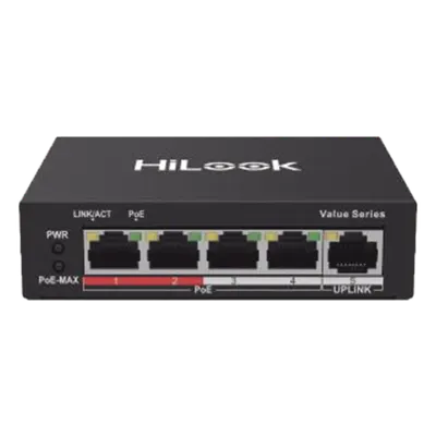 Switch PoE+ HiLook NS-0105P-35(B) de 4 puertos con modo extendido