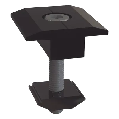 Sujetador Intermedio 30 mm para montaje de paneles solares en riel 5 Y 8 con anodizado negro