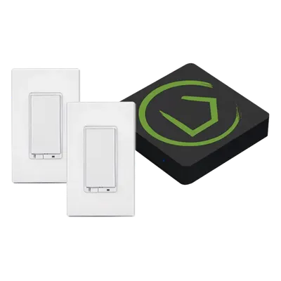Kit Controlador Inteligente / Z-Wave 26-30 ft / Zigbee / Shelly / Lutron / 2 Apagadores On/Off / 3.3x3.3x0.5 in