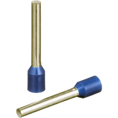 Ferrúl de cobre DIN Azul para Cable 14 AWG. Paquete de 500 Piezas