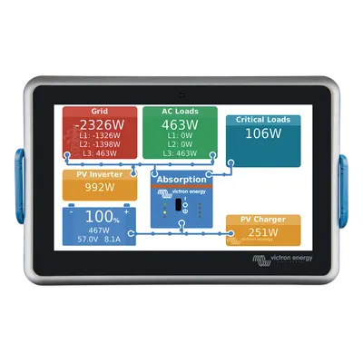 Centro de comunicaciones / Pantalla táctil 7" HD / WiFi, Ethernet, Bluetooth / 3 puertos VE.Direct / IP54 / 8-70 VCC / 2,6-6,2 W