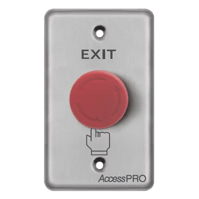 Botón de paro de emergencia AccessPRO APBSEMC con placa de acero inoxidable