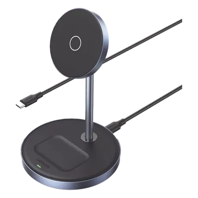 Soporte de Carga Inalámbrica | 3 en 1 | Compatible con MagSafe | Perfecto para iPhone y  AirPods | Carga Rápida Adaptativa /Simultanea | Múltiples Protecciones | Luz Indicadora LED | Aleación de Aluminio | Incluye Cable