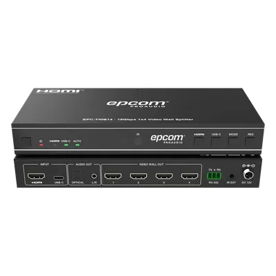 Controlador de videowall 1x4 EPCOM PROAUDIO EPC-TWB14 con HDMI 4K