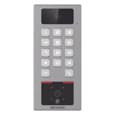 Control de acceso Hikvision DS-K1T502DBWX-CQR-E1 con QR y cámara de 2 MP