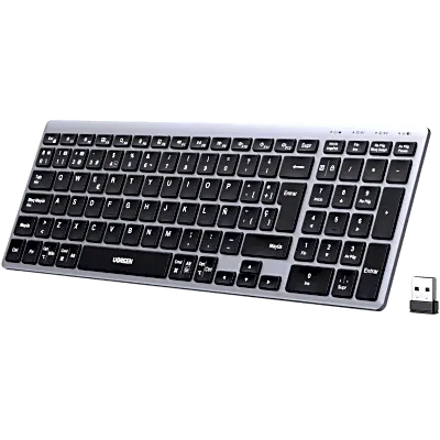 Teclado Inalámbrico Multimodo / Bluetooth + 2.4 GHz / 3 Dispositivos Simultáneos / Recorrido de Tecla 1.8 mm / Batería 500 mAh / USB-C / Alcance 10 m (33 ft)