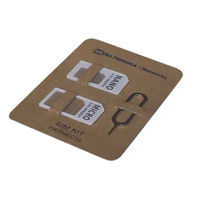 Kit de Adaptador SIM / Cartón Kraft Ecológico / Aguja Acero Inoxidable 0,60 mm / Adaptadores Nano y Micro SIM / Peso 1 g