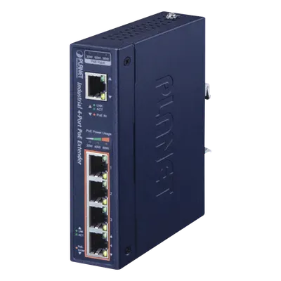 Extensor PoE Industrial / Entrada 802.3bt / 4 Salidas Gigabit 802.3af/at / Alcance 200 m (656 ft) / 95 W por Puerto