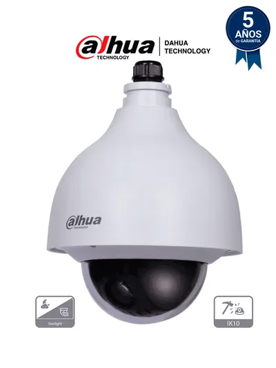 DAHUA SD40215N-HC-LA  - Cámara PTZ Antivandalica de 2 Megapixeles/ 15x de Zoom Optico/ Starlight/ WDR Real de 120 dB/ 3D DNR/ IK10/IP67/ 1 Entrada de Audio/ 2&1 E&S de Alarmas/ Soporta Formatos: CVI/TVI/AHD/CVBS