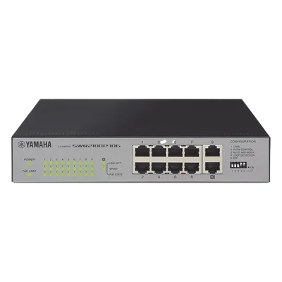 Switch PoE / 10 Puertos / Gigabit / 20 Gbit/s / 9 Puertos PoE+ 30W / 70W Total / Sin Ventilador / Optimizado Dante