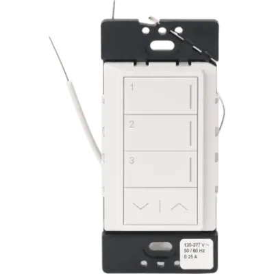 Botonera híbrida Lutron RadioRA 3 RRSTHN3RLSW con dimmer y escenas