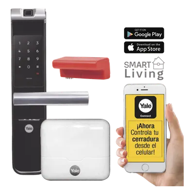 Kit Cerradura Electrónica Inteligente / Biometría y Código PIN / Control Remoto por Smartphone / Wi-Fi / 200 Usuarios / Puertas 35-90 mm