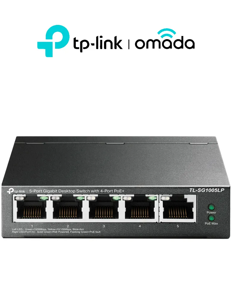 Switch Gigabit TP-Link TL-SG1005LP con 4 puertos PoE+