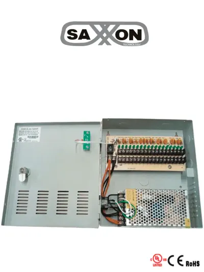 Fuente de poder SAXXON PSU1210-D18 de 12 VCD para hasta 18 cámaras
