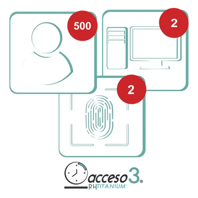 Licencia Software Tiempo y Asistencia / 500 Empleados / 2 Relojes Checadores / 2 PC / Integración Nómina