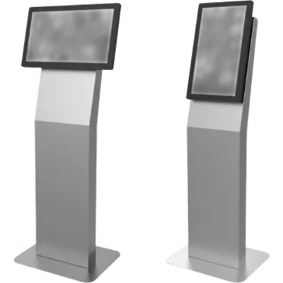 Kiosco para Pantalla Indoor / Orientación Dual / 15" a 32" / VESA 100x100 a 200x200 / Base Rectangular / Gestión de Cables