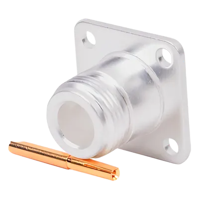 Conector N Hembra, montaje con 4 perforaciones a 18 mm