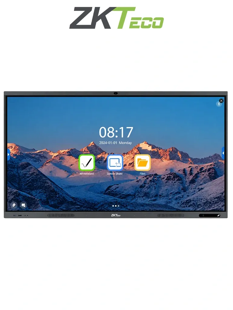 ZKTECO SC02-I365A - Pantalla Digital Interactiva de 65 pulgadas con 4K UHD, Android 14, Cámara de 48 MP, Matriz de 8 Micrófonos, Wi-Fi 6, Bluetooth 5.0, NFC, Hasta 50 Puntos Táctiles y Windows 11 Opcional con Módulo OPS