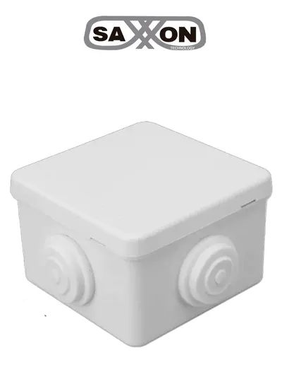 SAXXON SXWD008 - Caja de conexiones con 4 entradas / PVC libre de halógenos / Compatible con cámaras Bullet / Domo / Dimensiones 80 x 80 x 50 mm (Ancho x Alto x Fondo) / IP55