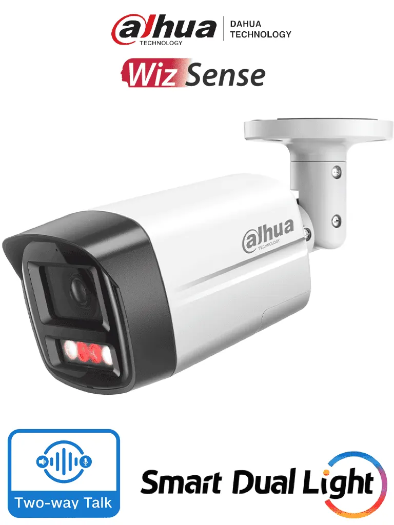 Cámara IP bullet Dahua DH-IPC-HFW2549TL-S-PV de 5 MP con disuasión activa