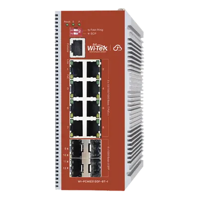 Switch PoE industrial WI-TEK WI-PCMS312GF-BT-I con 8 puertos Gigabit