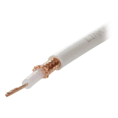 Cable Coaxial RG58AU / 100 m (328.08 pies) / Forro Blanco UV / Impedancia 50Ω / Triple Blindaje de Cobre