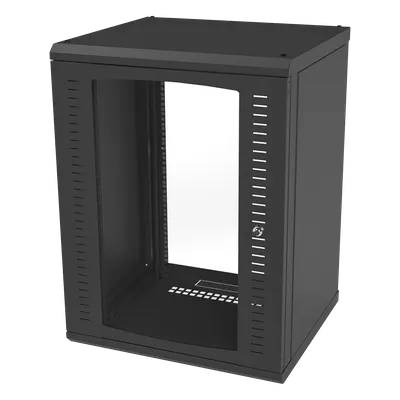 Gabinete para Montaje en Pared, Puerta de Cristal Templado, Cuerpo Fijo con Rack 19" de 16 Unidades