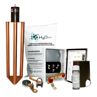 Kit de Tierra Física Con Electrodo Magnetoactivo Capacidad Max: 400 AMP