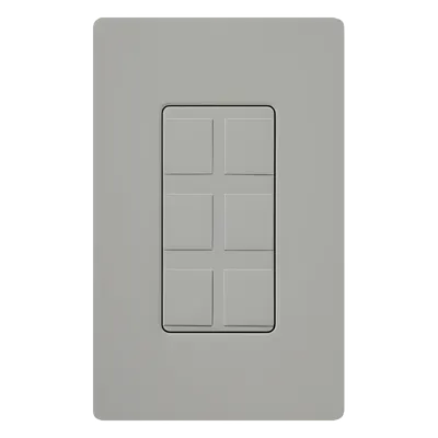 Marco de 6 puertos / Conectores snap-in / Incluye 6 insertos ciegos / Acabado brillante gris / Línea Claro / Placa CW-1-GR por separado