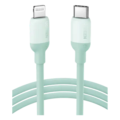 Cable USB-C a Lightning / Certificado MFi / 1 Metro (3.28 Pies) / Carga Rápida PD 20W / Sincronización 480 Mbps / Silicona y TPE / Verde