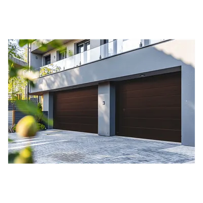 Sección para Puerta de Garage / Panel Calibre 26 / Relleno Poliuretano 43 mm / Imitación Madera Black Walnut / Estilo Americana / Operación Silenciosa