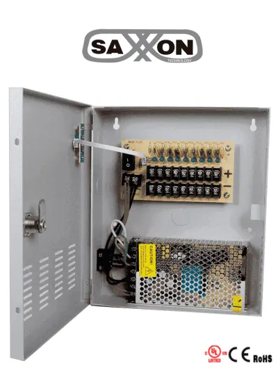 Fuente de poder SAXXON PSU1210-D9 de 12 VCD para 9 cámaras