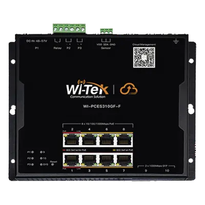 Switch PoE industrial WI-TEK WI-PCES310GF-F con 8 puertos Gigabit