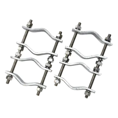 Juego de Abrazaderas Dobles / Mástiles 3.8 a 8.9 cm (1.5 a 3.5 in) / Separación 12 cm (4.75 in) / Acero Galvanizado / Torres Cuadradas o Redondas