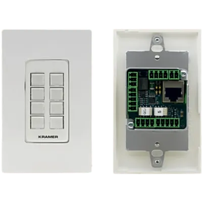 Botonera de Control 8 Botones | PoE | Puertos RS-232, RS-485, IR, Relés, GPI/O | K-NET | Programable con K-Config | Instalación en Caja 1-Gang