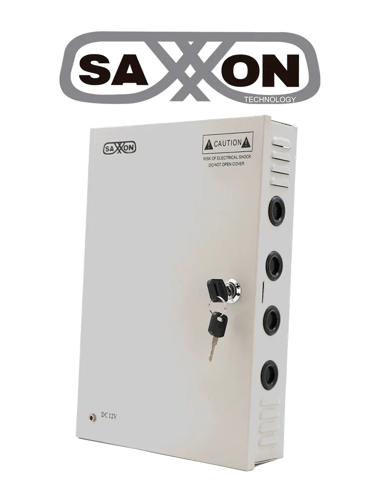 SAXXON SX10A18CH - Fuente de Poder Profesional 12 VCD / 10 Amperes / 18 Canales / 0.5 Amperes por Canal / Protección contra Sobrecargas / Led Indicador de Funcionamiento