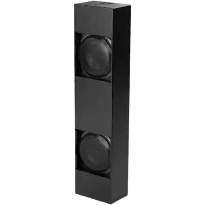 Subwoofer de Cine Personalizado / Dual 13.5″ / Carcasa Sellada Profunda 9″ (229 mm) / Dimensiones 1504 x 356 x 229 mm (59.20 x 14 x 9 in) / Potencia RMS 2000 W / Respuesta de Frecuencia 22 Hz-150 Hz / Acabado Texturizado Negro / Rejillas Inclu