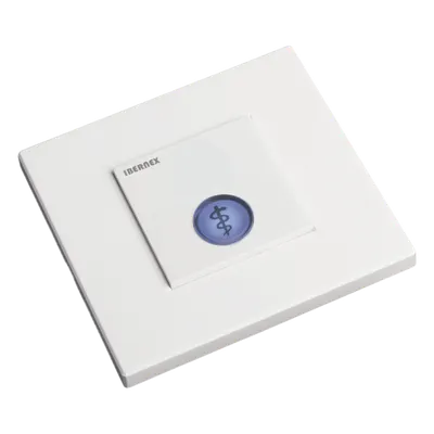 Pulsador de Alarma Médica Iluminado / Contacto NA / IP65 / 12VDC / 44x44x46 mm / 1.73x1.73x1.81 in